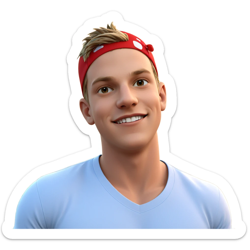 smiling boy by the ocean sticker