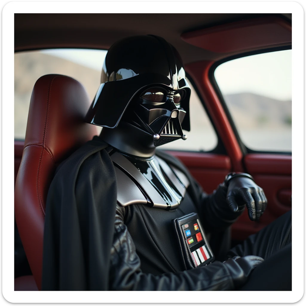 Darth vader sitting in porsche 911 sticker