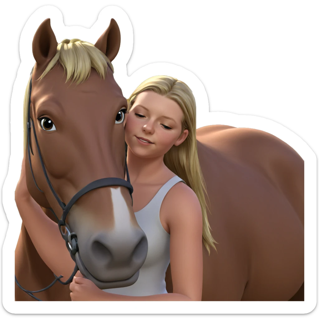 dreaming girl with a horse sticker