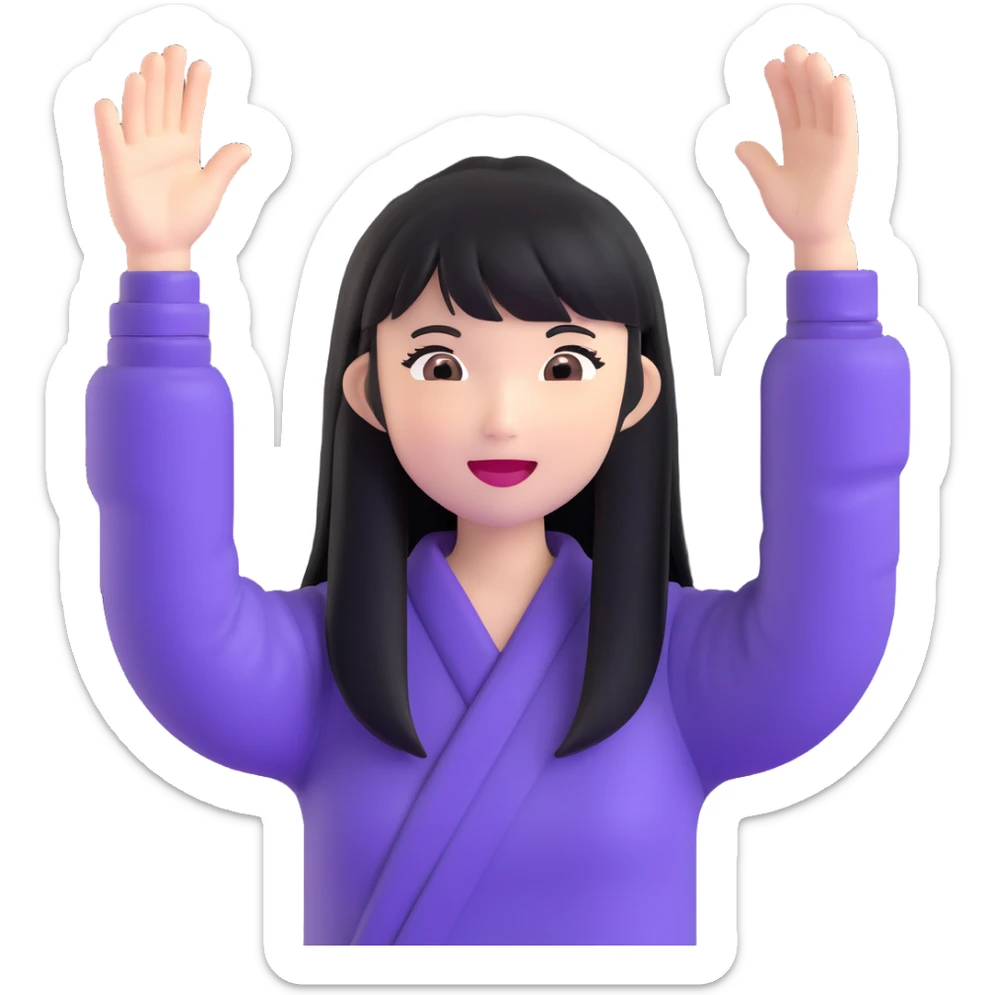 East Asian woman with long black straight hair and bangs cheering for Doosan Bears baseball team sticker