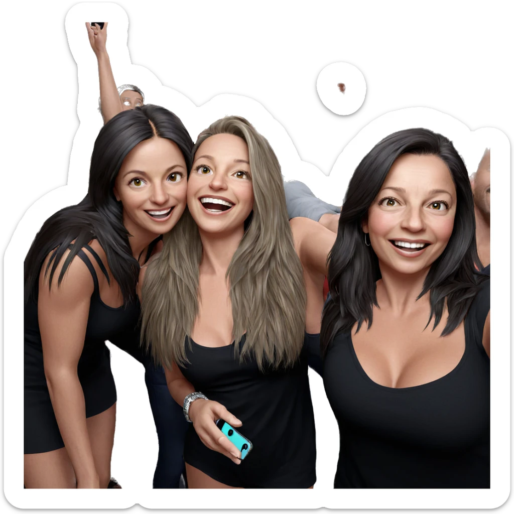 happy group selfie moment sticker