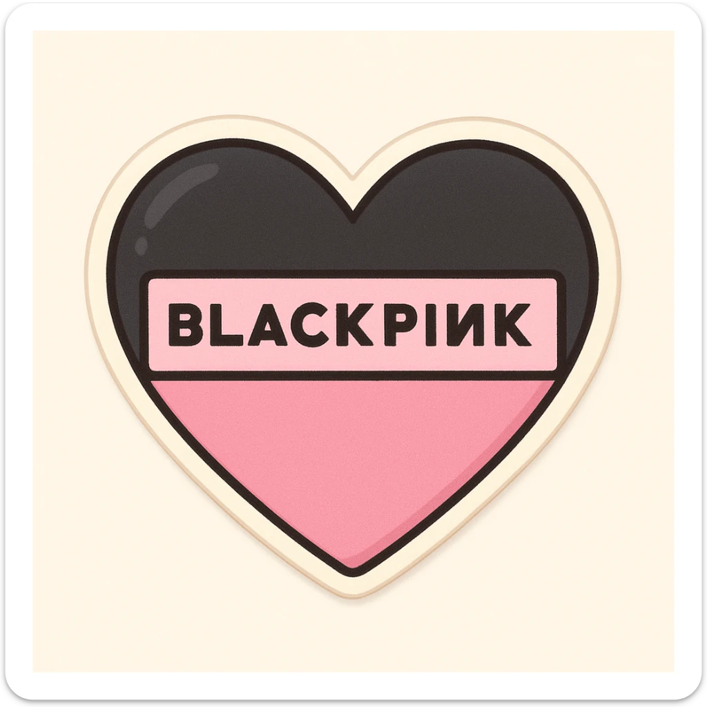 BLACKPINK-inspired object, black and pink colors, cute and collectible sticker look sticker