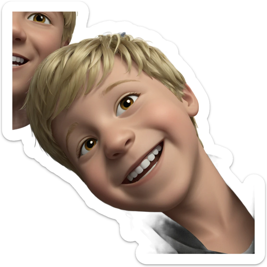 smiling blonde boy indoors sticker