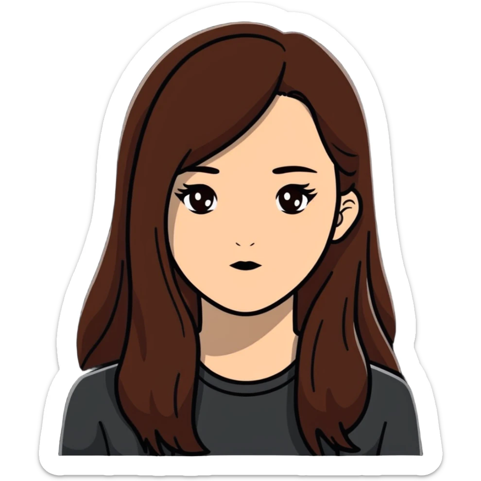 White girl looks mysterious, and she has long brown hair sticker