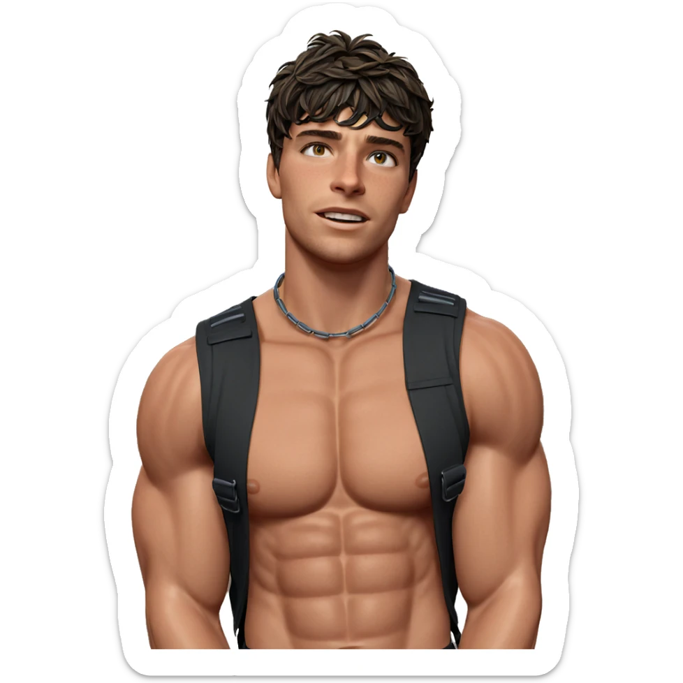 muscular boy in outdoor scene sticker
