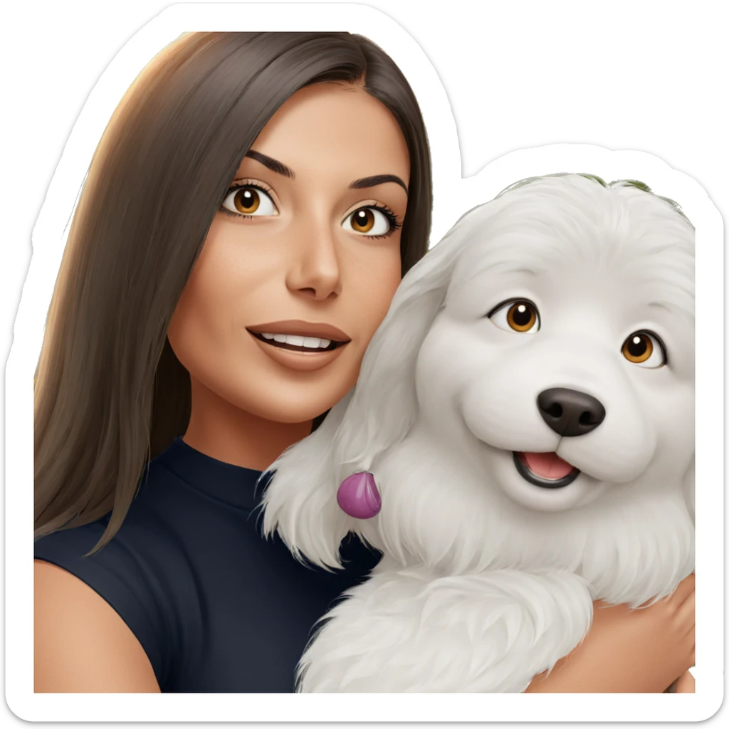 happy girl with dog outdoors sticker