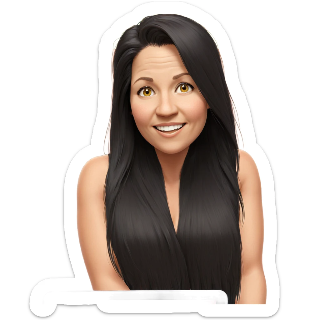 smiling girl with long hair sticker