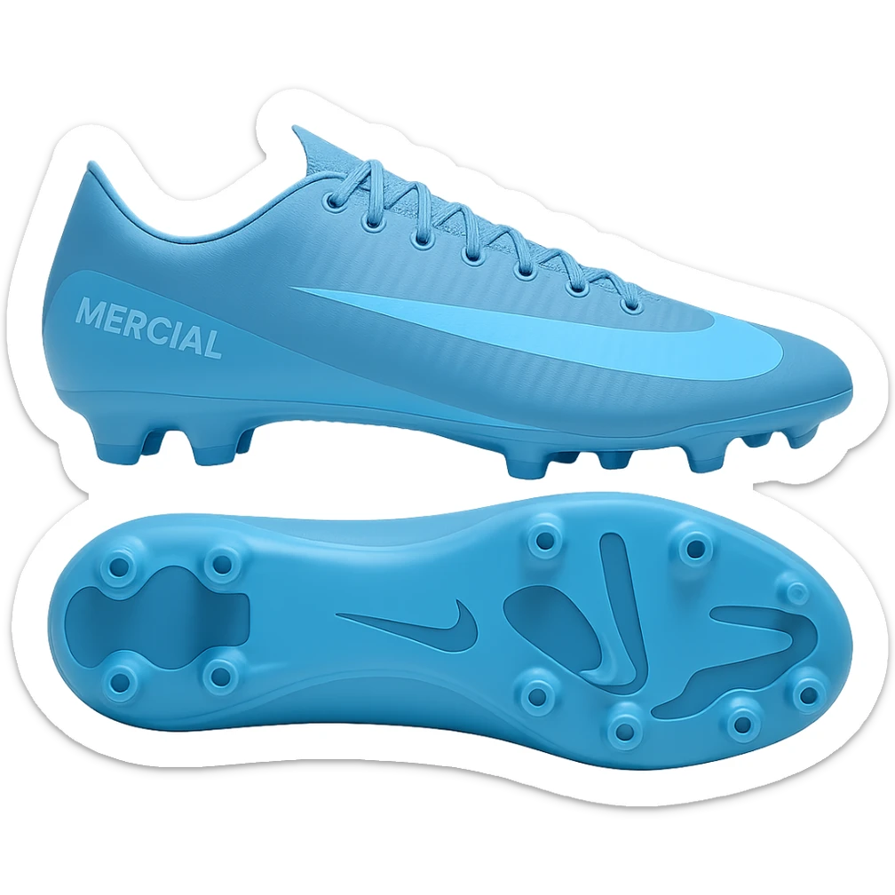 Edit the Nike Mercurial Vapor football boot to a light blue colorway, keeping the original style and details intact, with no background. sticker