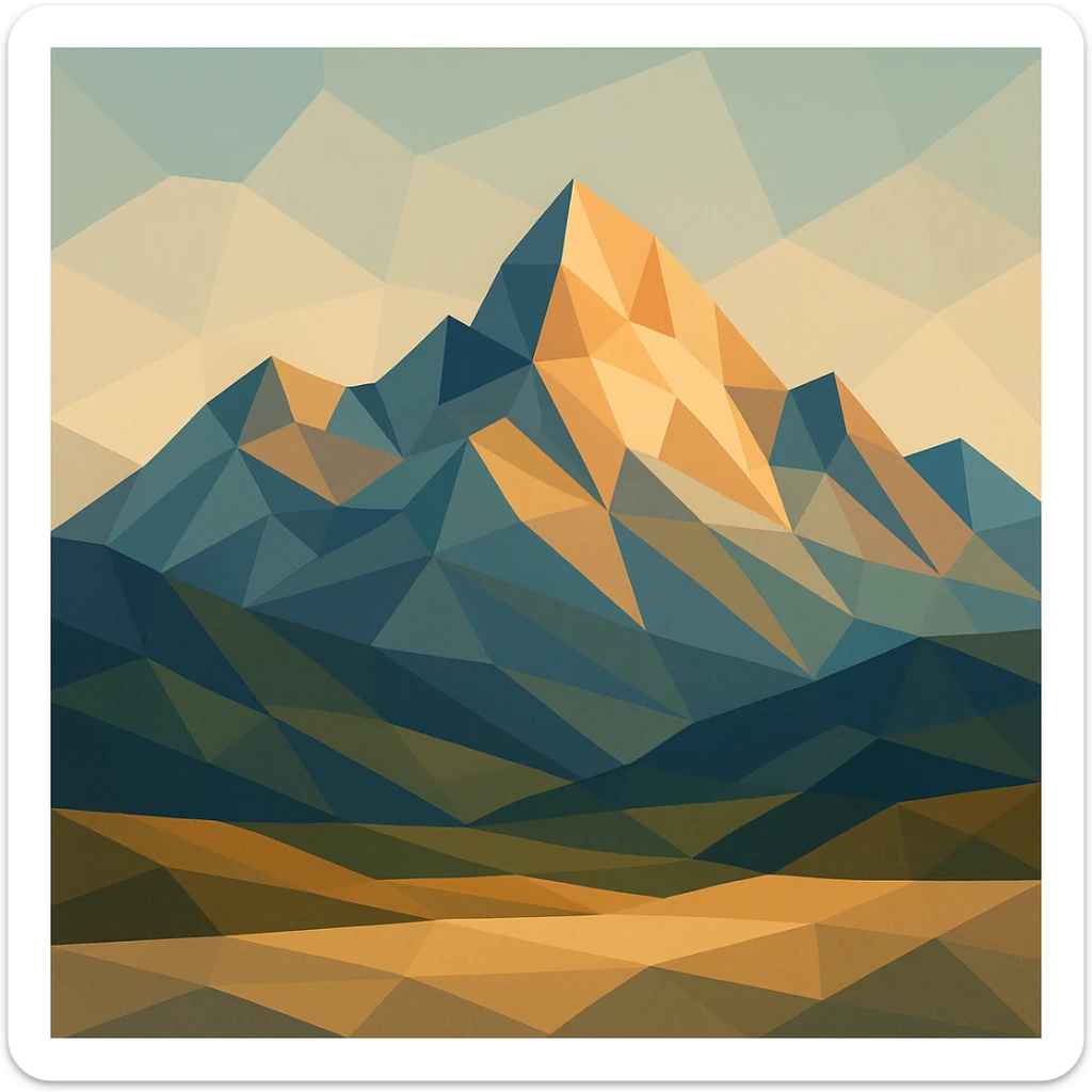 illustration of a mountain landscape made of geometric shapes in polygonal style sticker