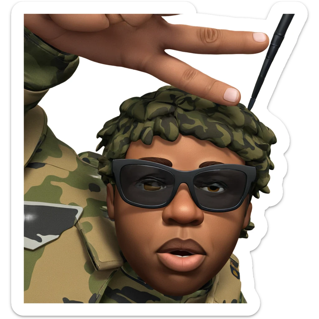 military style parody portrait sticker