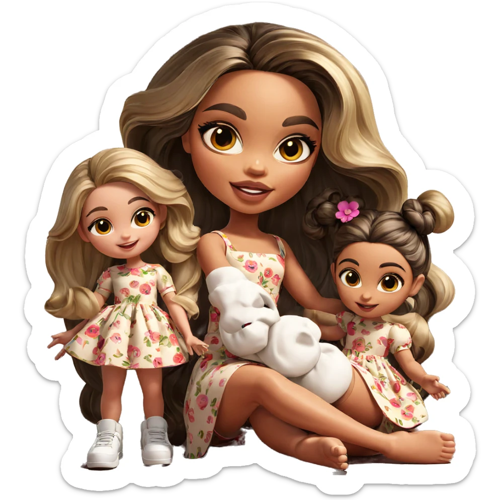 sisterly bond in floral beauty sticker
