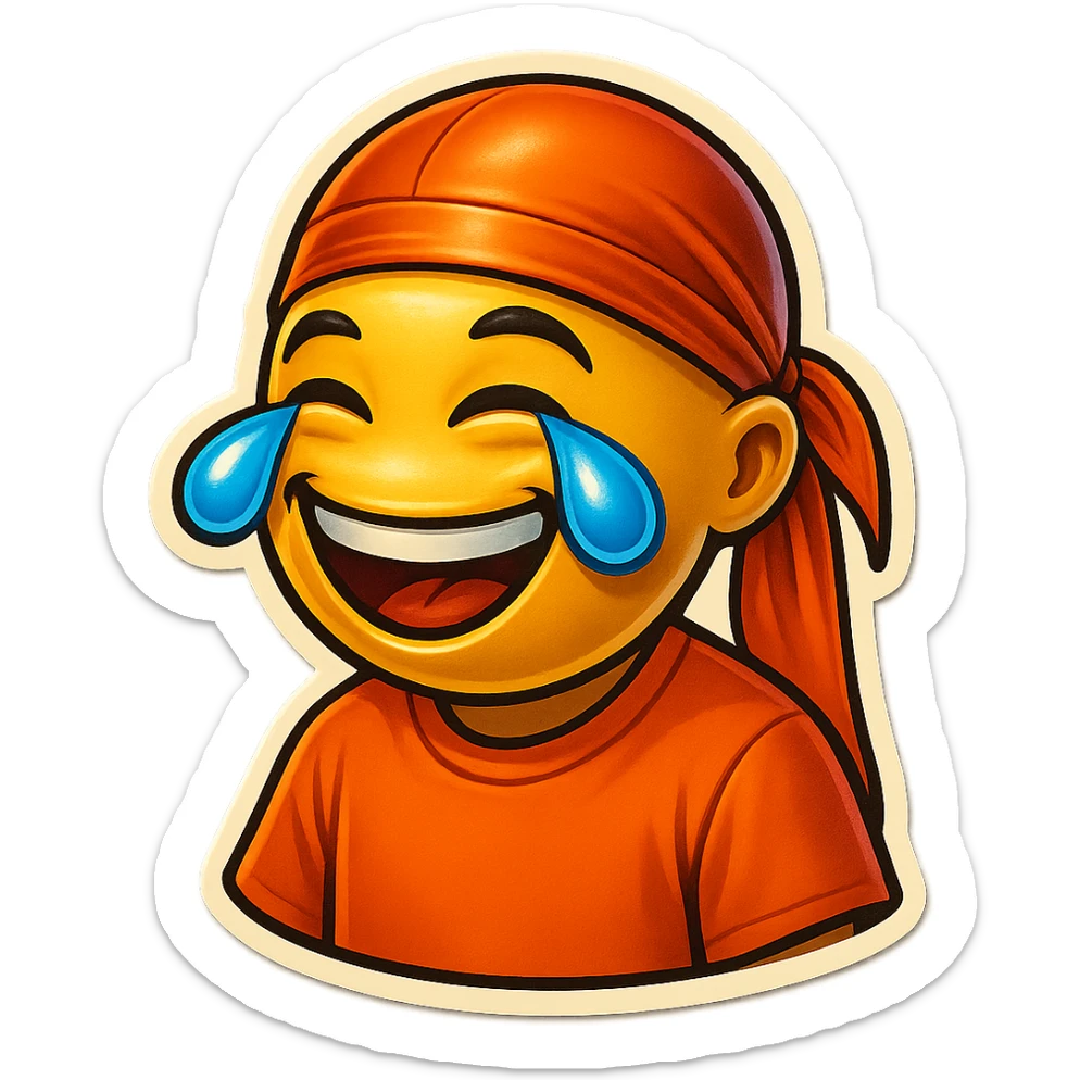lol face laughing crying
orange shirt
make him smile
Change His durag To orange sticker