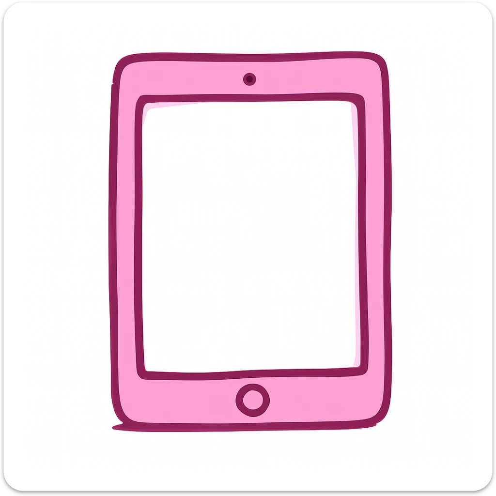Change the iPad color to pink, keep the style and background as is. The style of the original image should be preserved. sticker