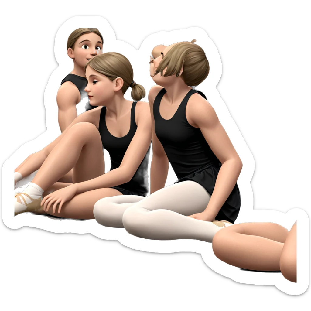 girls and boys ballet practice sticker
