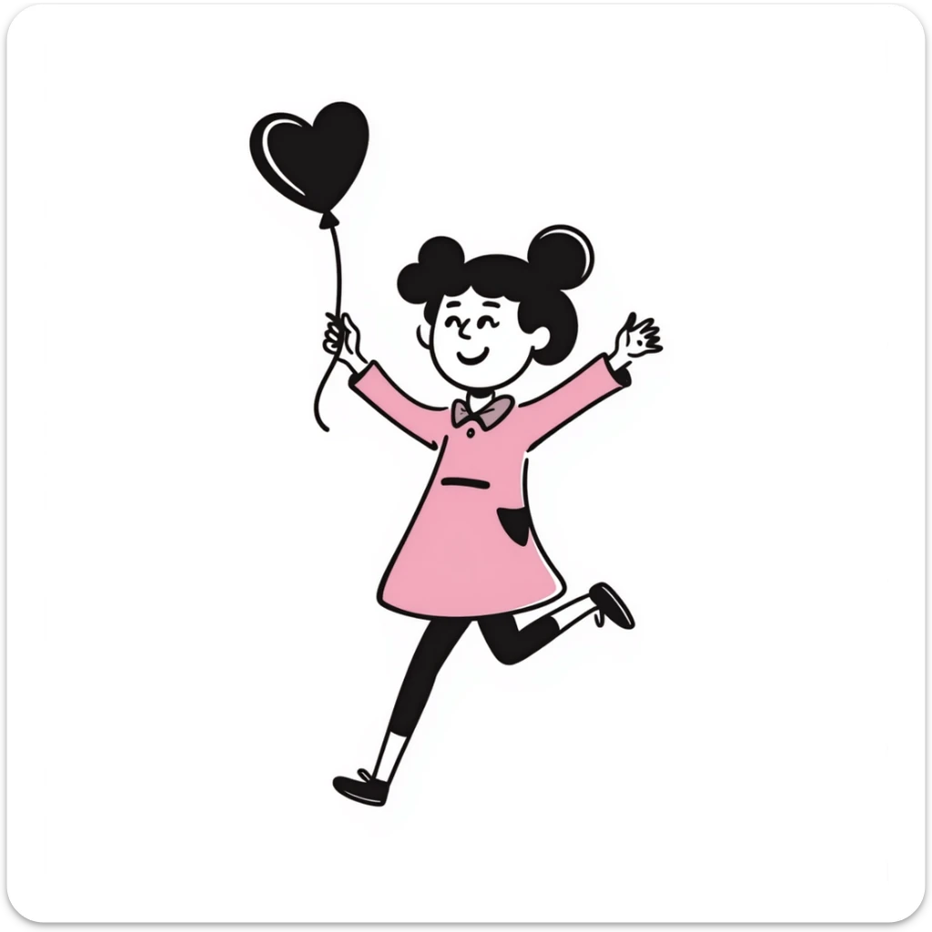 pink girly girl hand-drawn with playful details in doodle style sticker