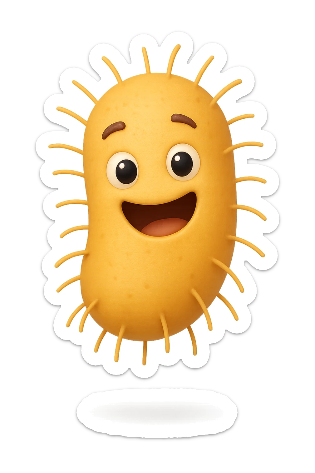 EMOJI STILE IPHONE DI BATTERI INTESTINALI FELICI CHE FLUTTUANO IN ARIA IPERREALISTICO 4K sticker