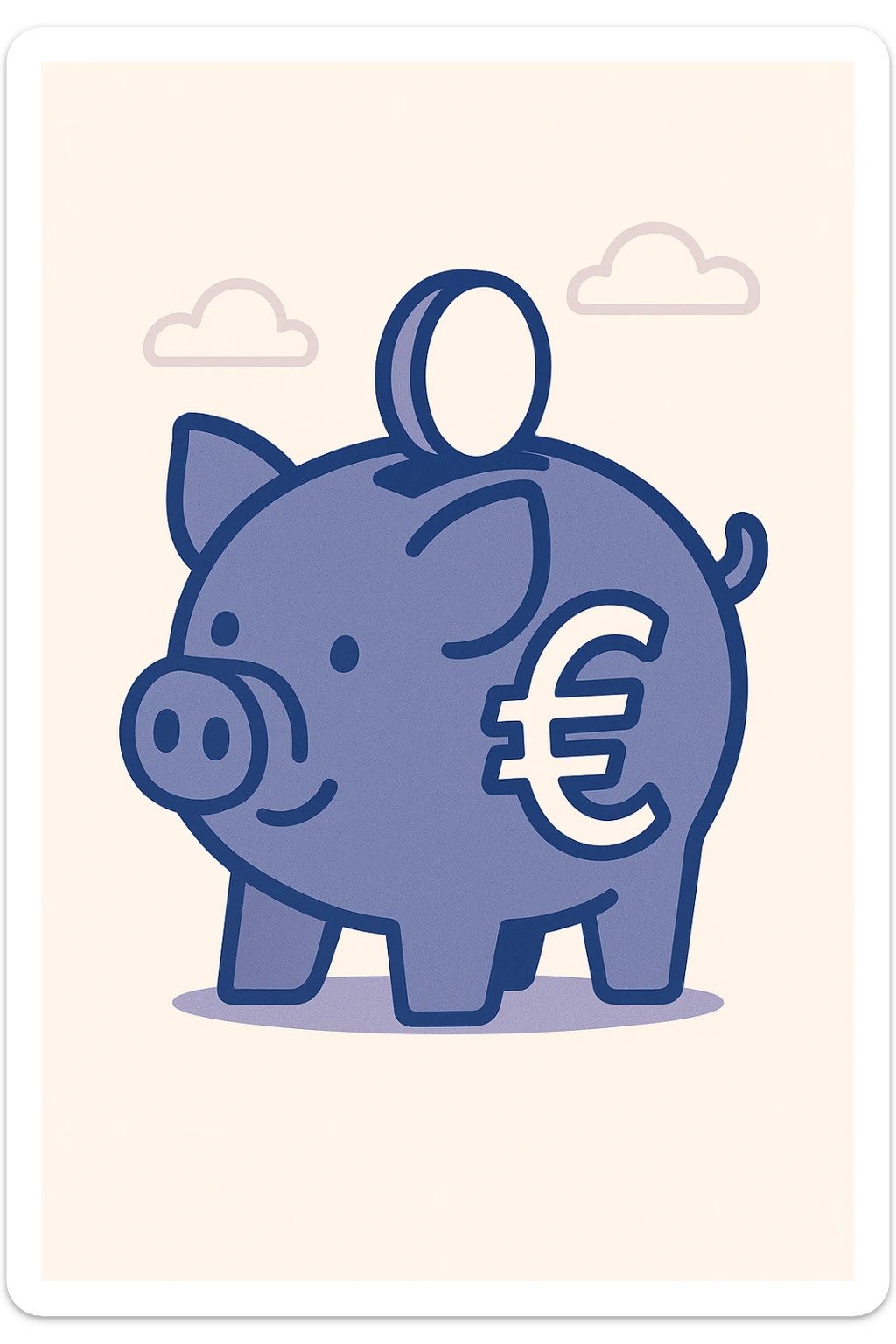 a piggy bank with a euro symbol, representing good money habits, clean modern style sticker