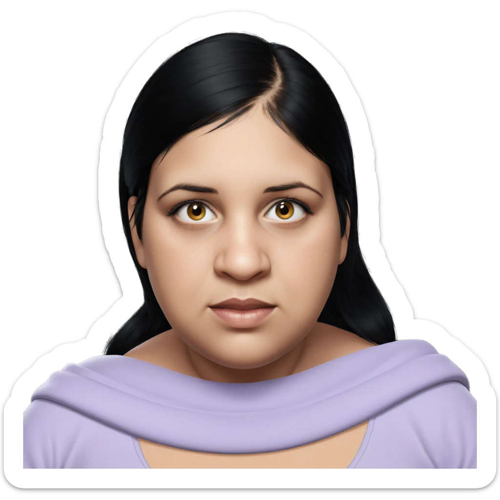 realistic girl with black hair sticker