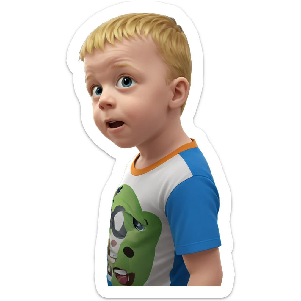 blonde boy smiling indoors sticker