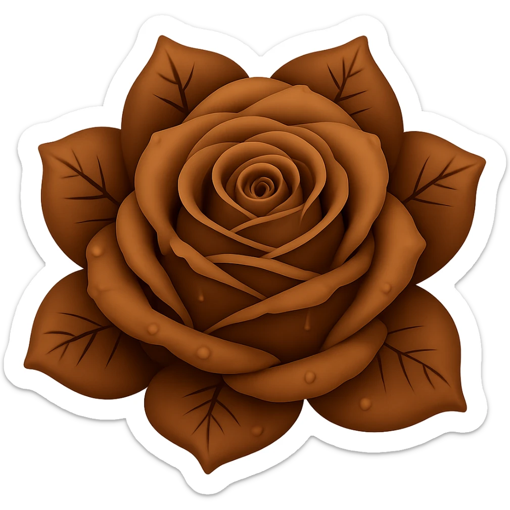 Make the blue icy rose brown in the style of emoji, keeping the emoji style look, with no background. sticker