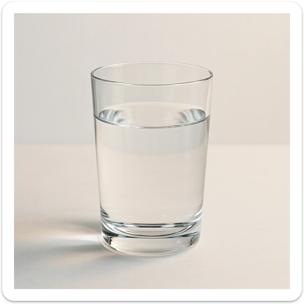 photo realistic transparent glass of water on a light background sticker