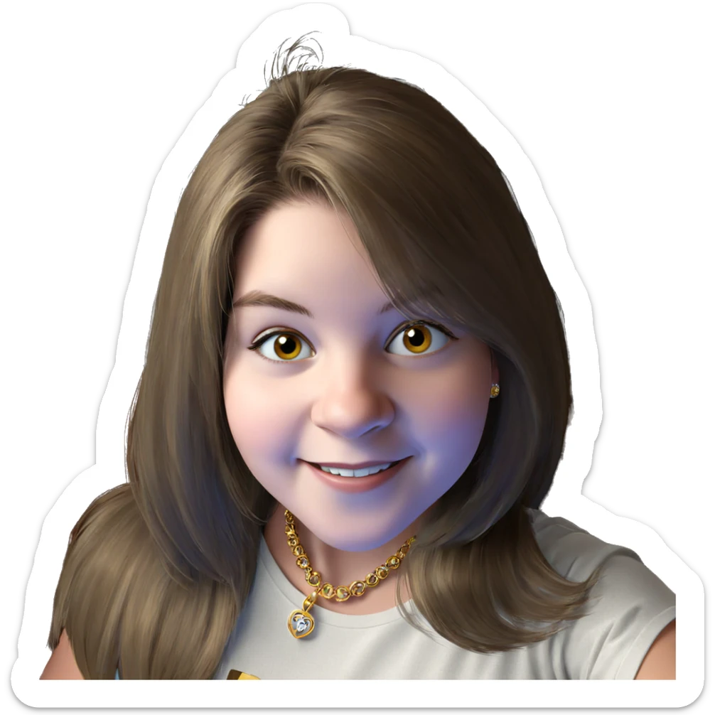 smiling girl with jewelry sticker