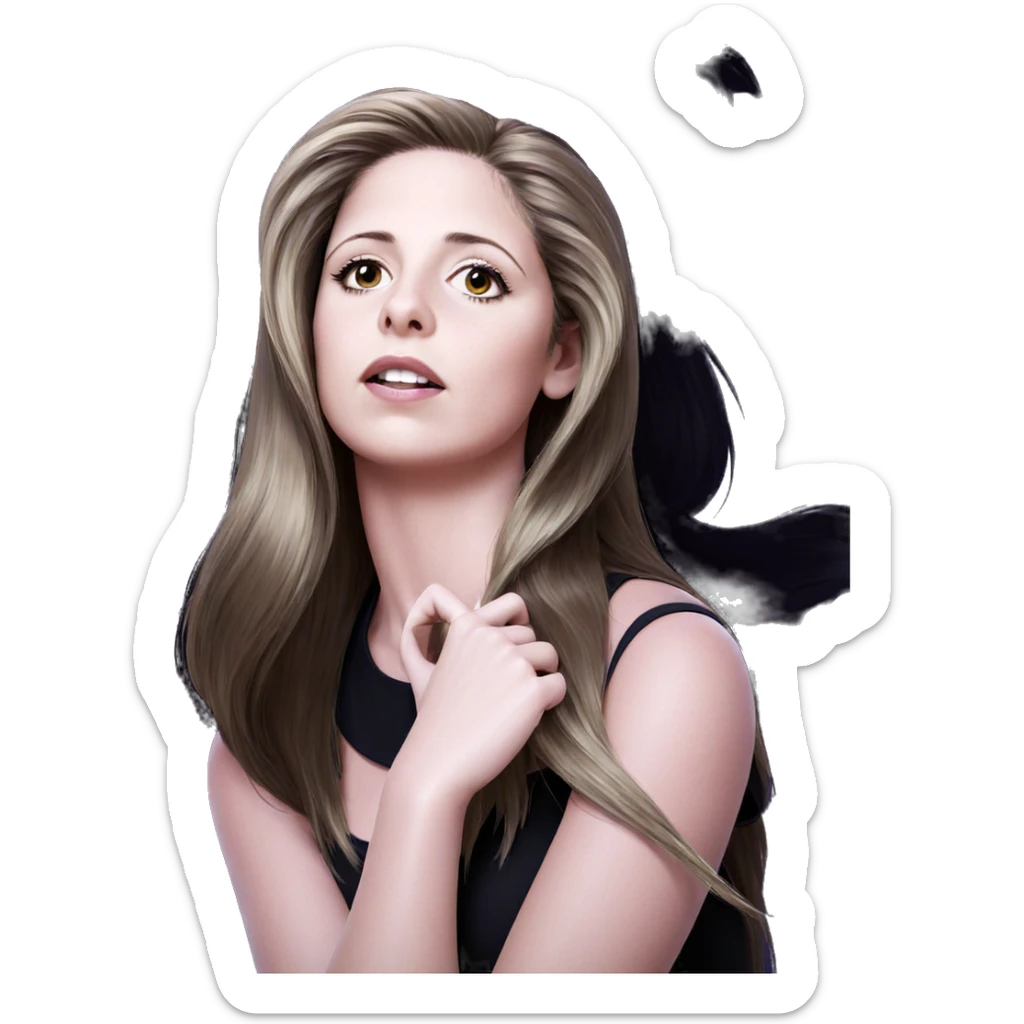 long haired girl portrait sticker