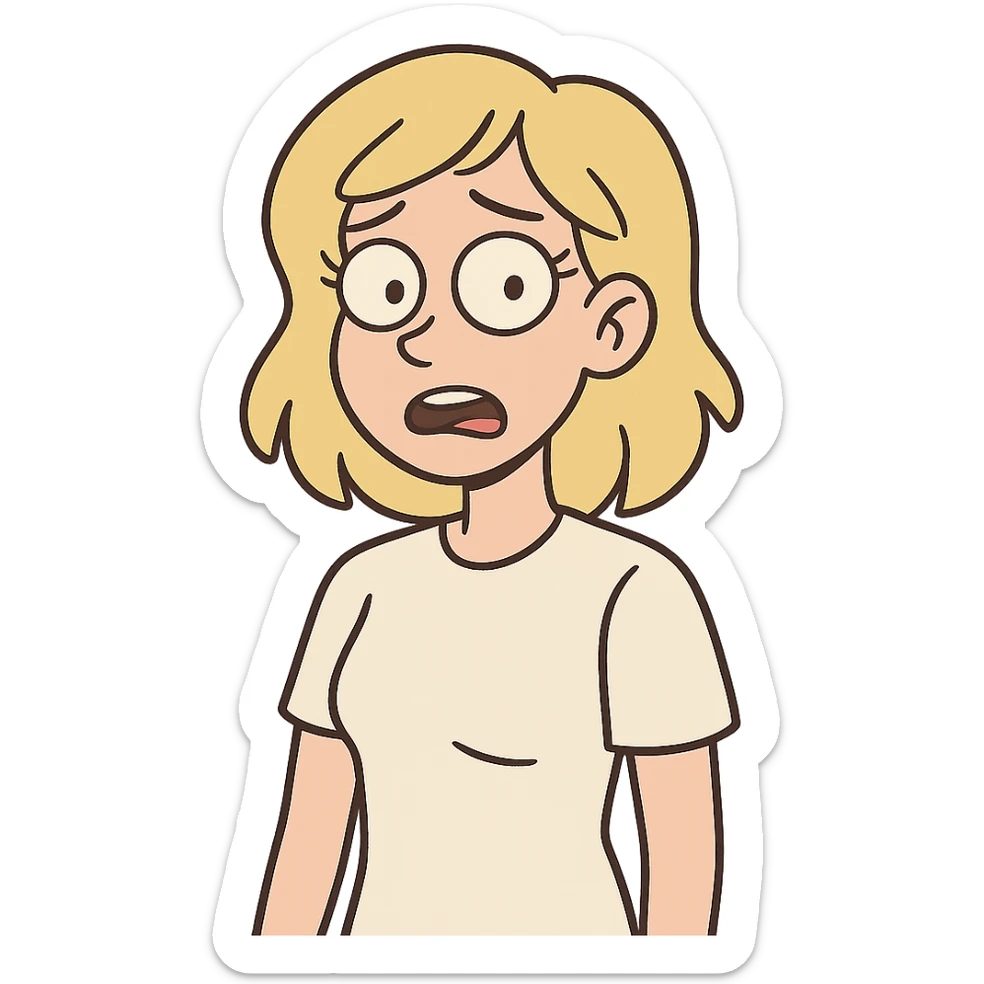 flat toon style blonde girl wearing a t-shirt sticker