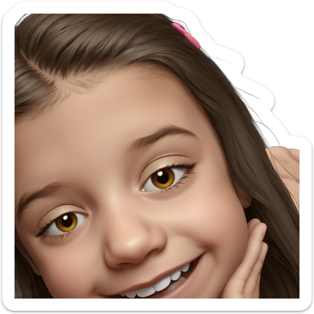 smiling girl with brown hair sticker