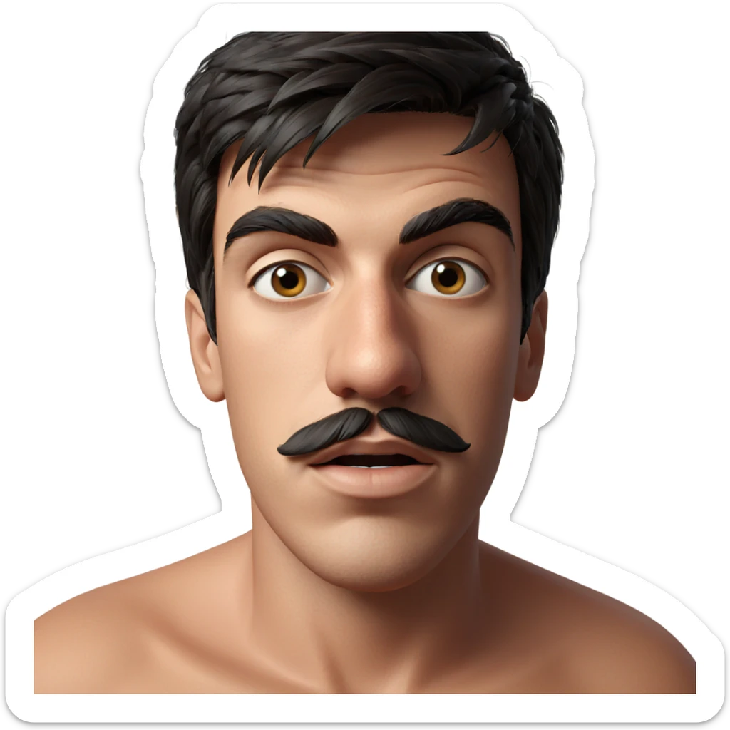 male portrait with mustache sticker