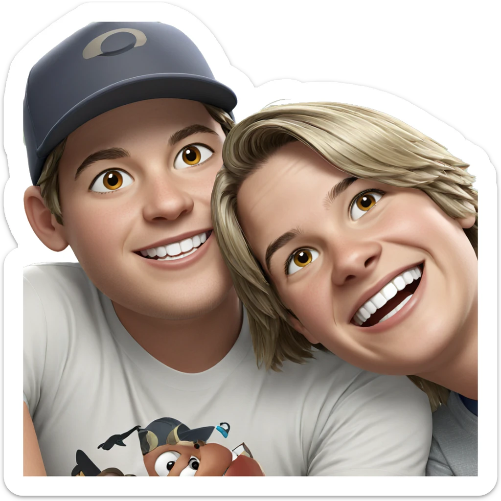 smiling boys with hats sticker