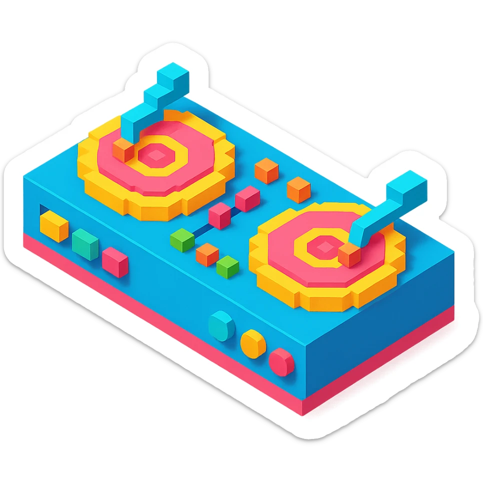 DJ turntables with a sleek design and vibrant colors sticker