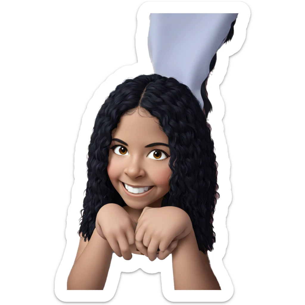 smiling girl with black hair sticker