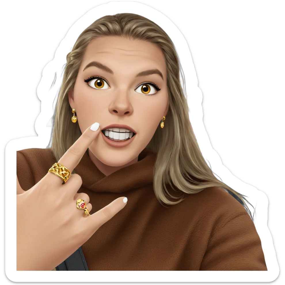 girl in car with jewelry sticker