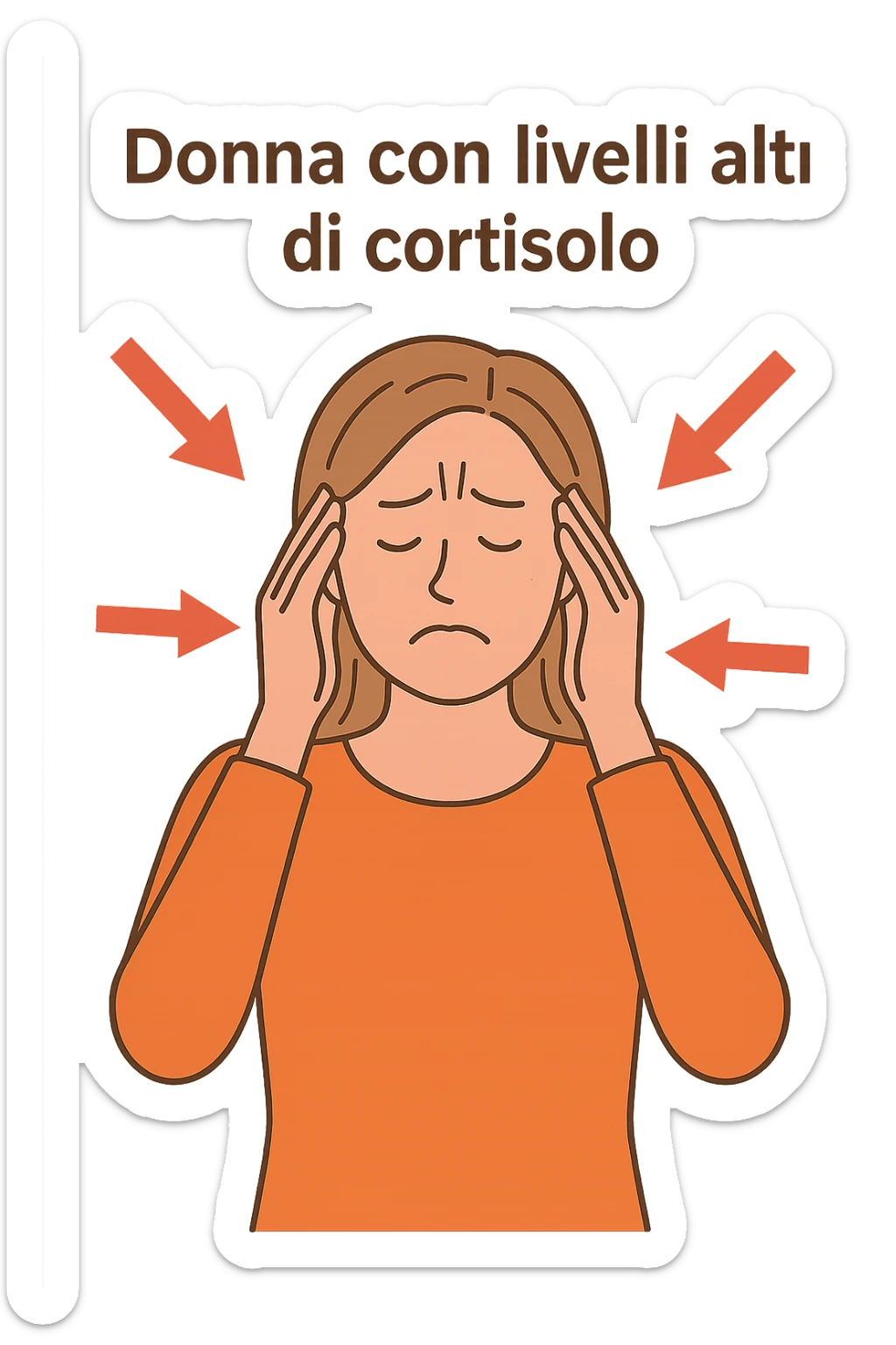 donna Cortisolo alto con freccie che indicano. In italiano sticker