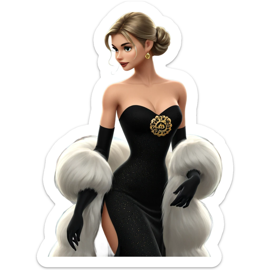 elegant girl in black dress sticker