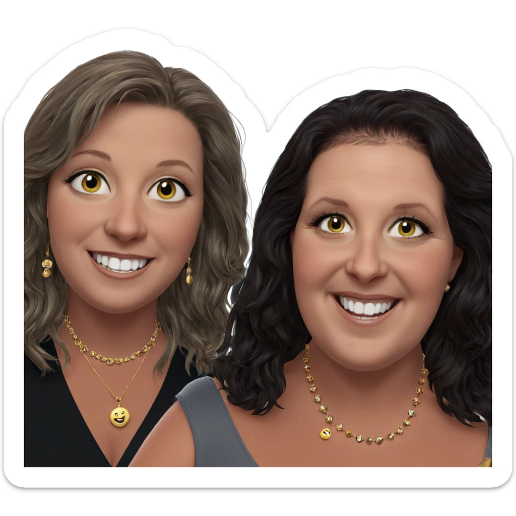 smiling girls with jewelry sticker