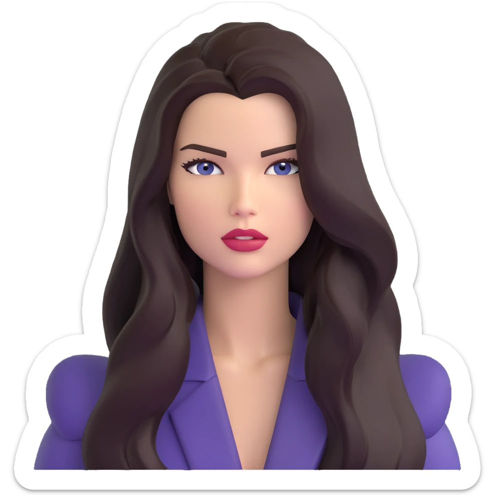 Adriana Lima, gorgeous Brazilian supermodel with long dark hair and stunning face sticker
