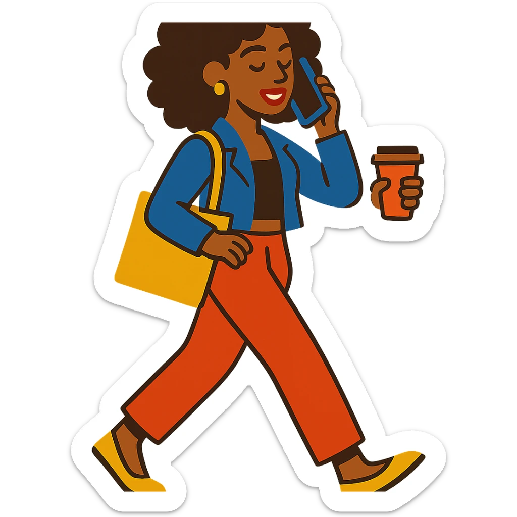 brown woman with curly hair, it girl, daily activities sticker