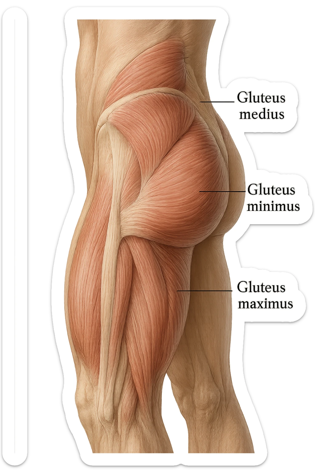 MUSCOLI DEL GLUTEO DI UN CORPO UMANO ANATOMICO REALISTICO, iperrealistico 4k sticker