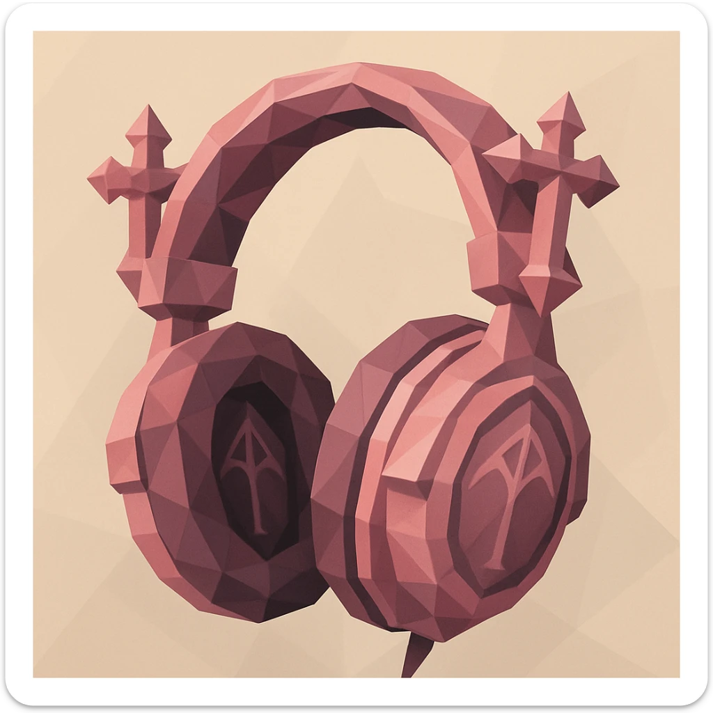 pink gothic headphones with geometric shapes and gothic accents sticker