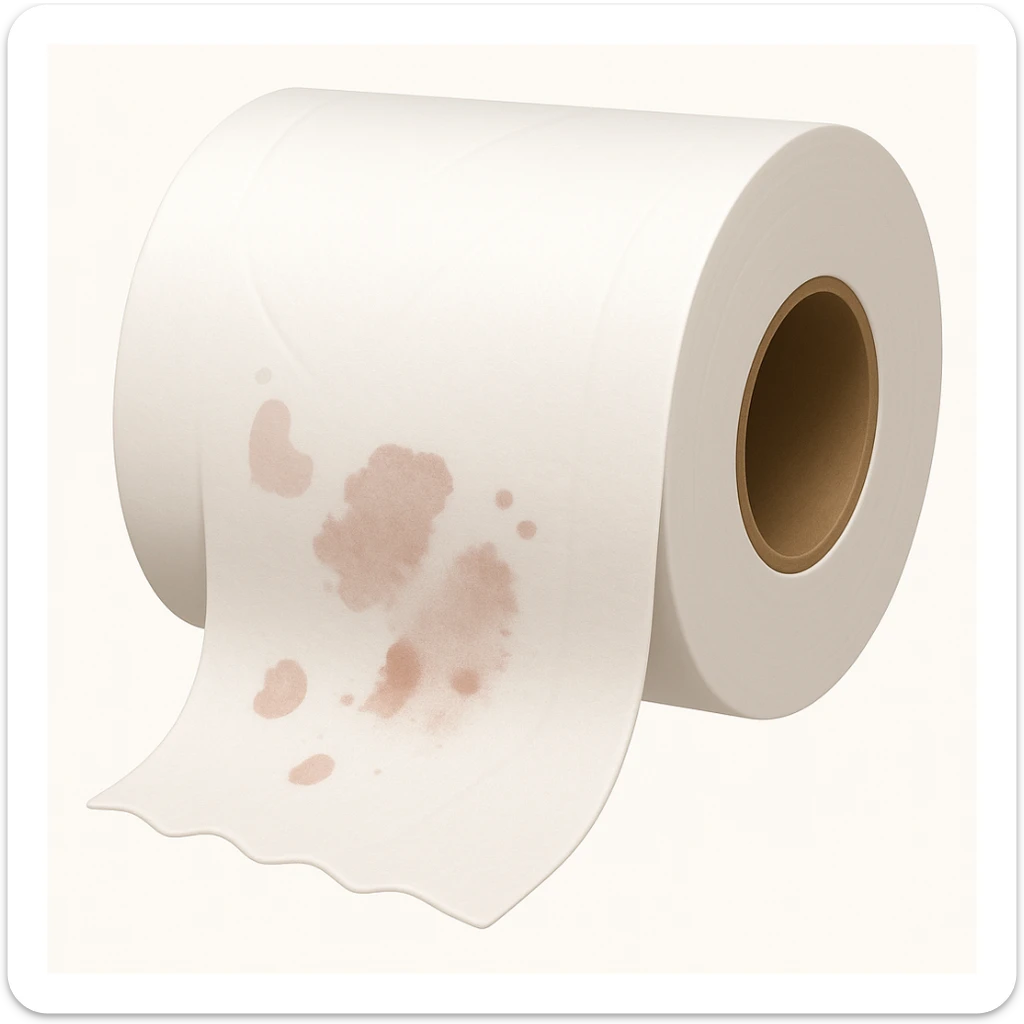 Used toilet paper with less blood, subtle blood stains, in the style of emoji (apple style emojis). The blood should be discreet and minimal, preserving the emoji style. sticker