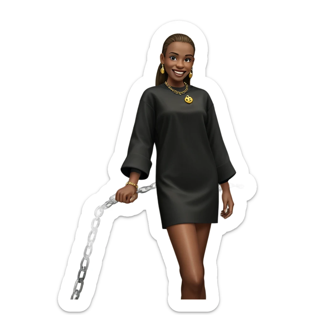 smiling girl in eerie jewelry sticker