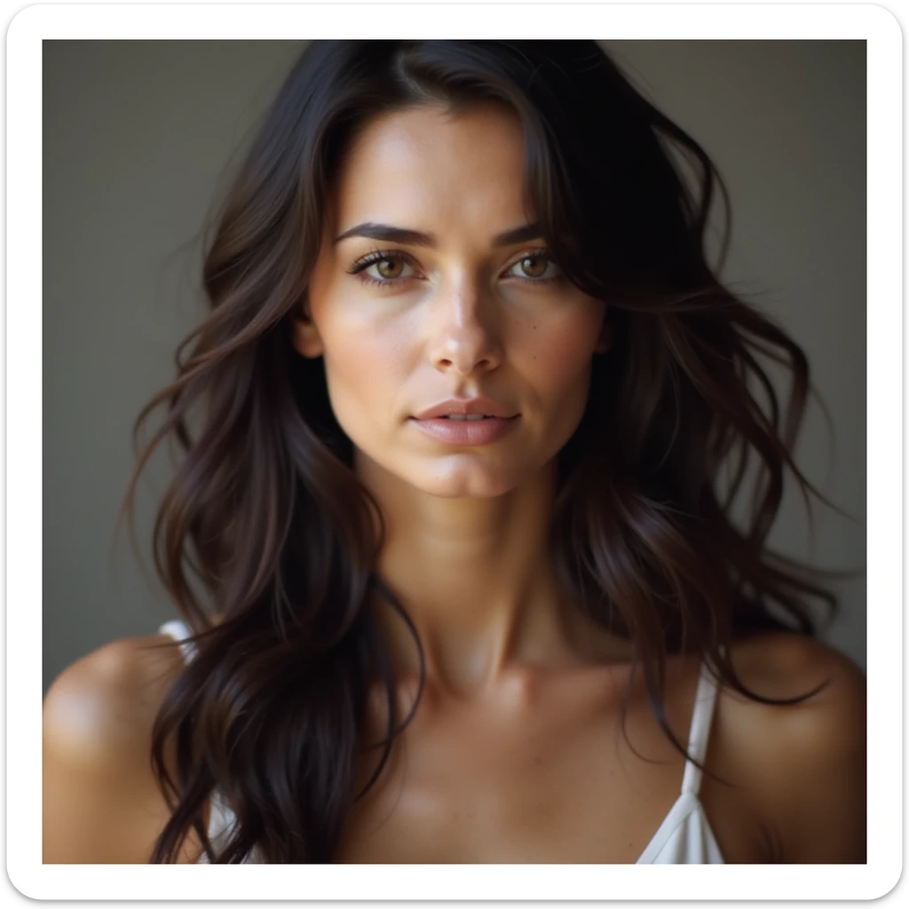 realistic portrait of a girl resembling Adriana Lima, photorealistic style, elegant and natural expression sticker