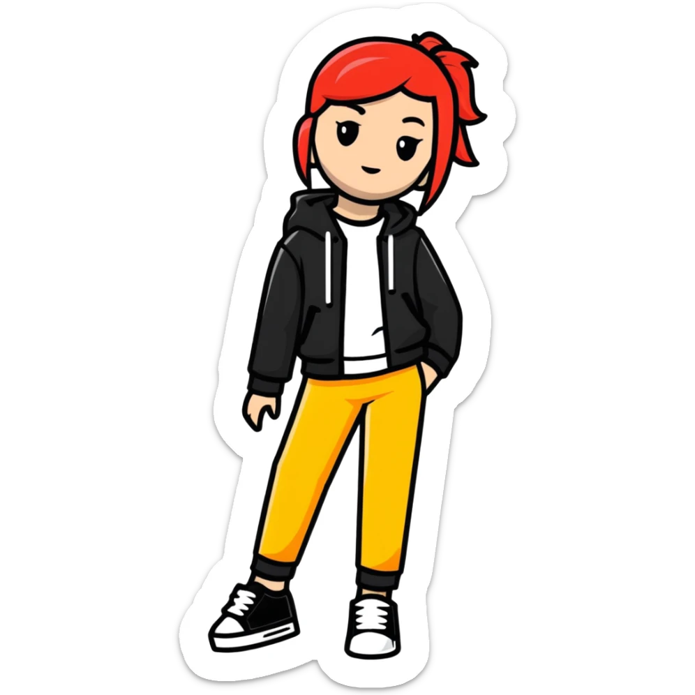 Roblox girl with fashionable outfit and attitude pose sticker