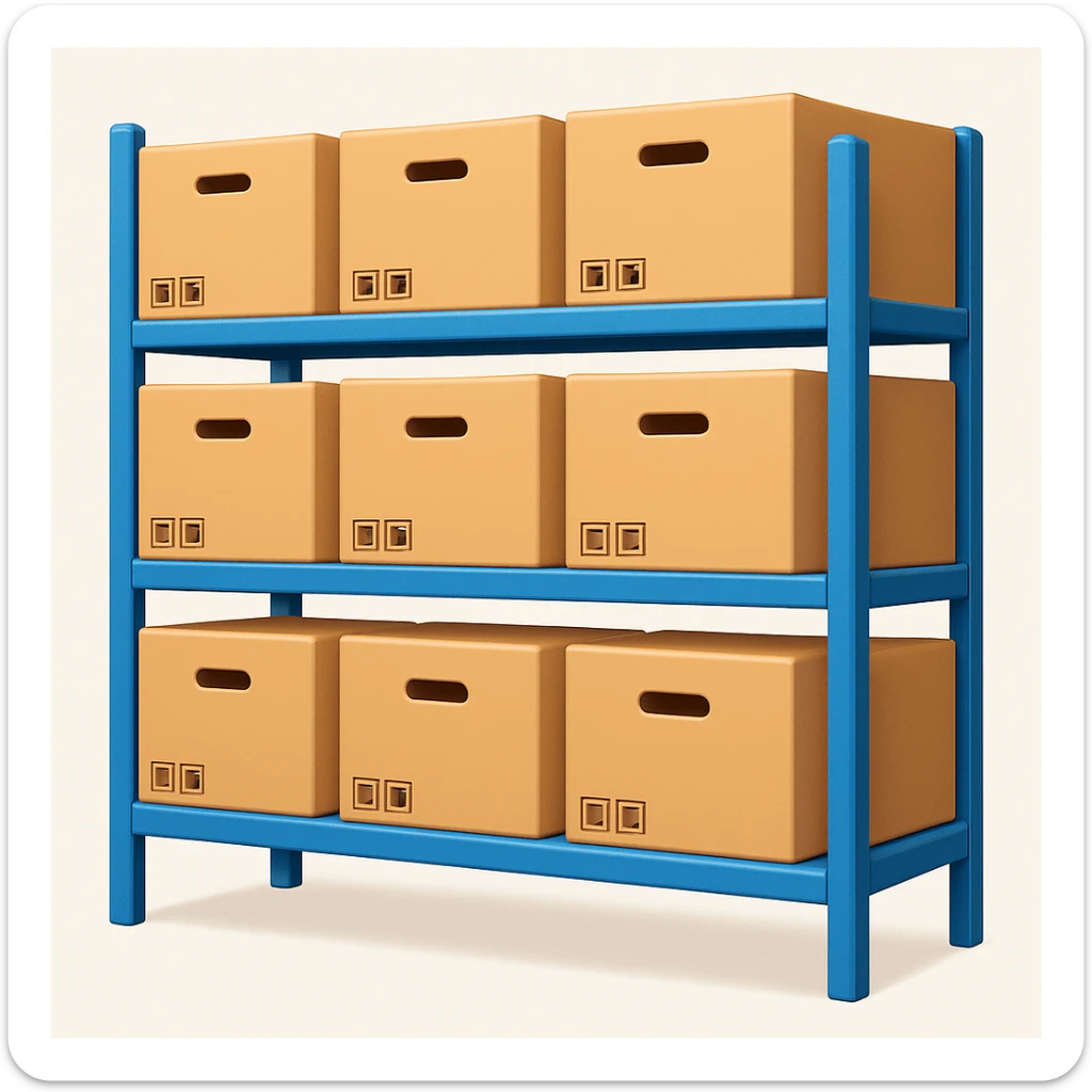 emoji of storage with boxes on shelves from a different angle sticker