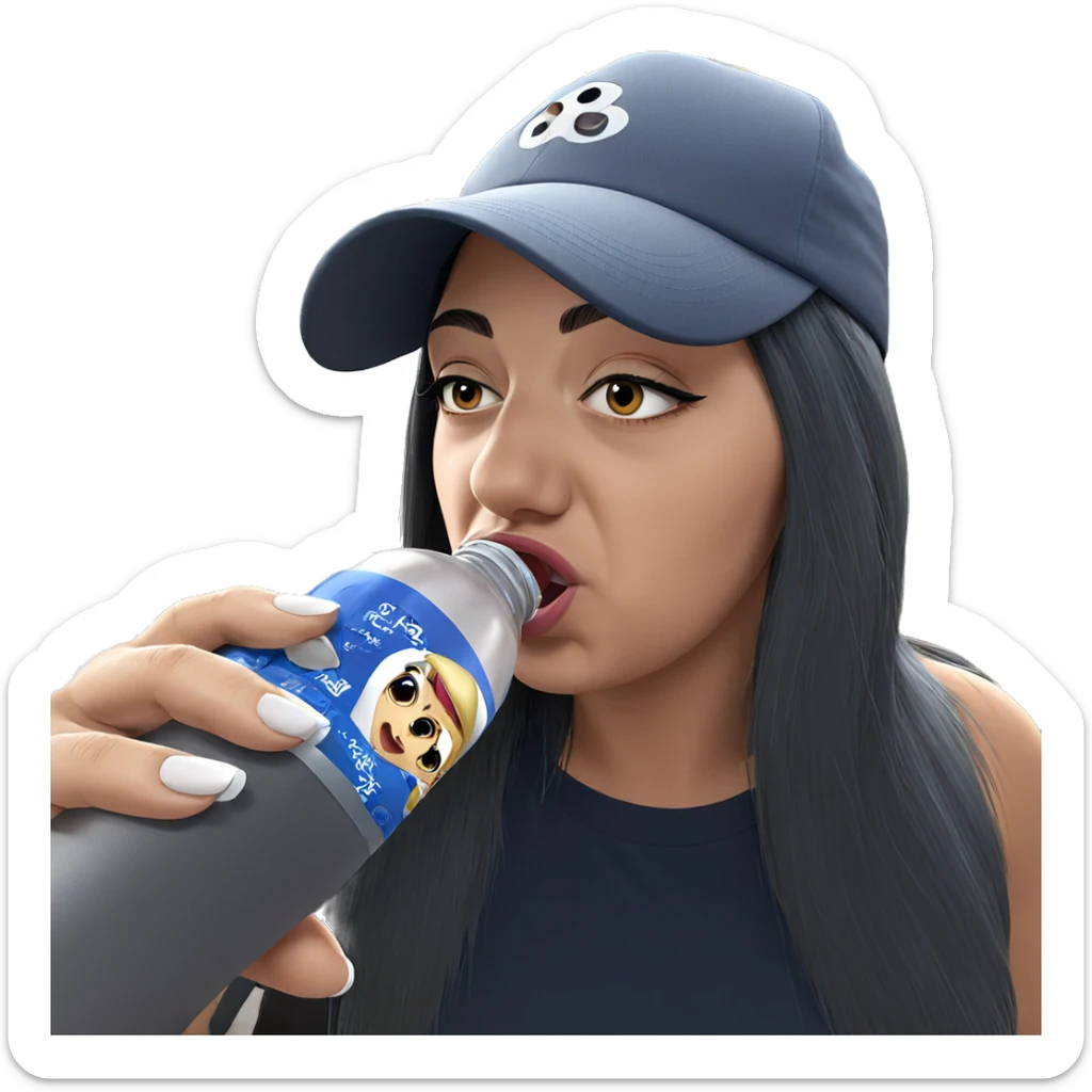 girl drinking from a bottle sticker