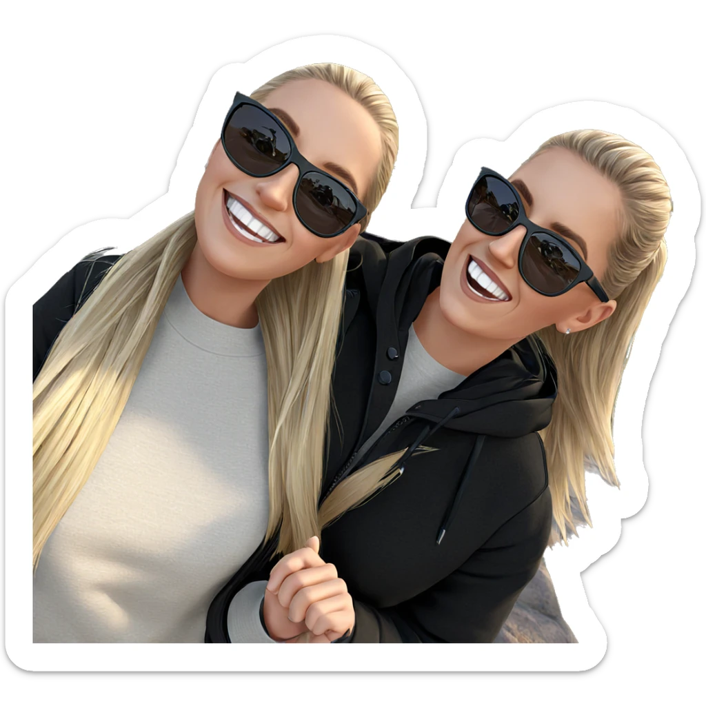 smiling blonde girl outdoors selfie sticker