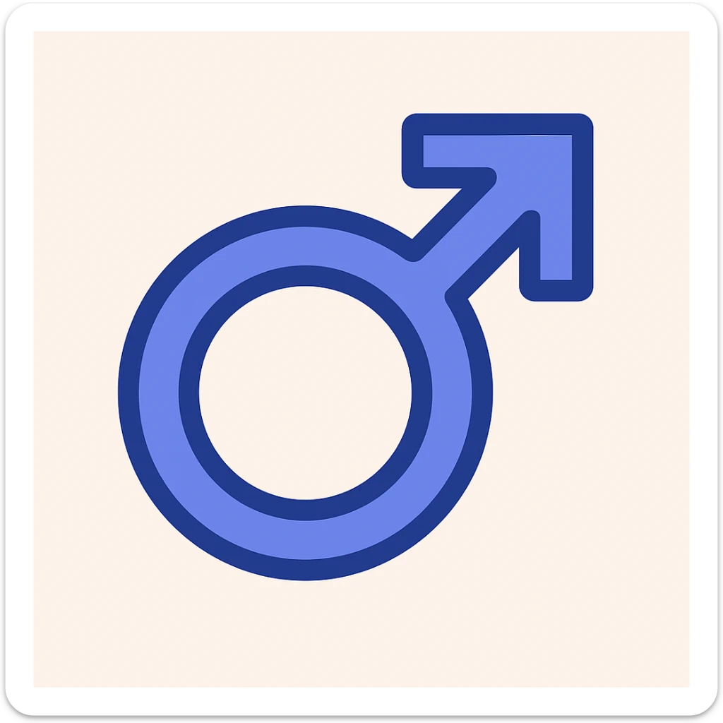 Create a minimal male gender symbol emoji in flat blue style, suitable for a Discord role icon. Keep the design simple and clear, emphasizing the male gender symbol with clean lines and a flat blue color palette. sticker