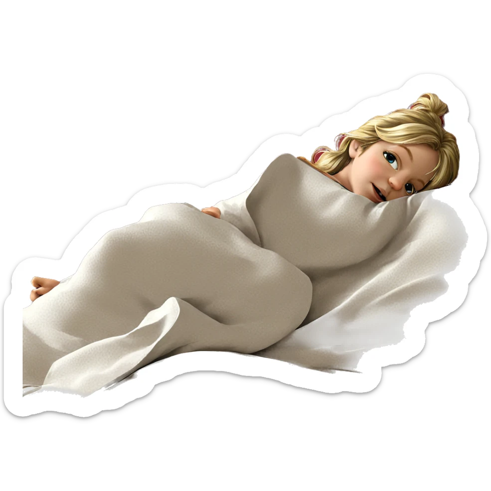 blonde girl relaxing on bed sticker